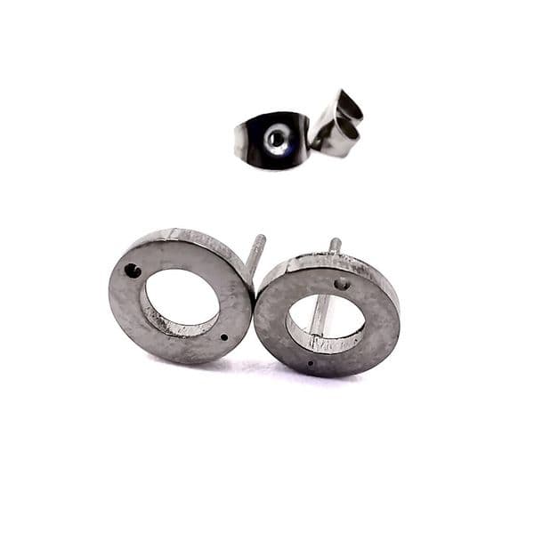 Stainless Steel Stud Earring Circle / ring x 8 pcs