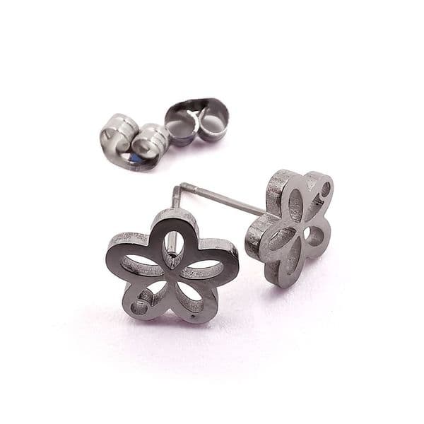 Stainless Steel Stud Earring Flower x 8 pcs