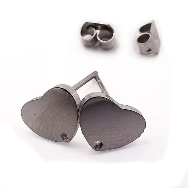 Stainless Steel Stud Earring Heart Plate sets x 8 pcs