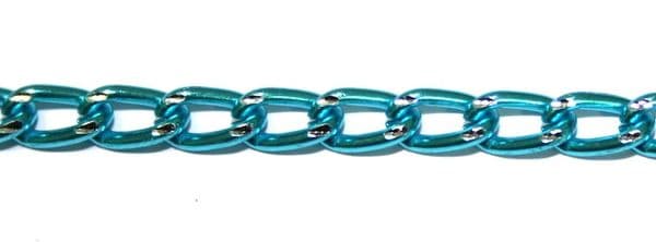 Turquoise finished diamond cut aluminium chain  6mm X 4MM DCC100