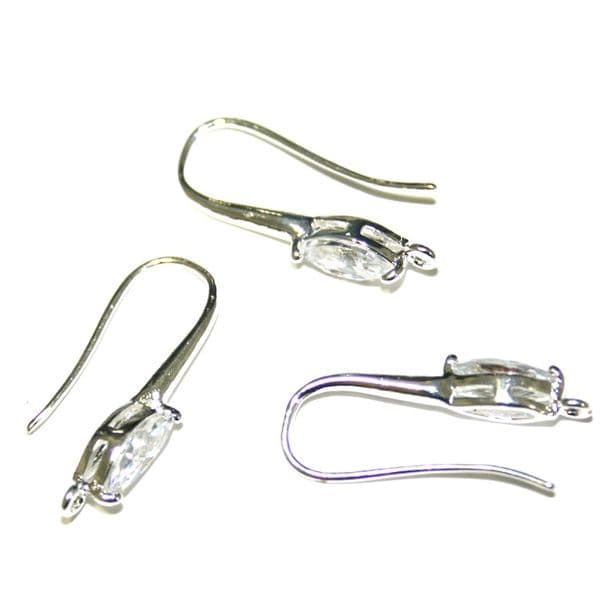 Various silver plated earring attachments set with crystals