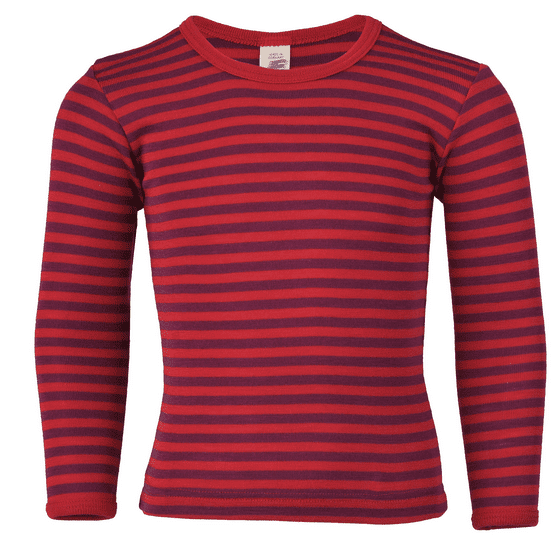 Child wool/silk vest Raspberry & orchid stripe top