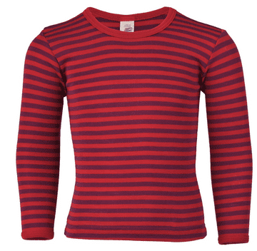 Child wool/silk vest Raspberry & orchid stripe top