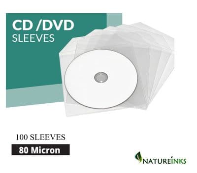 ✨ Buy 5 and Get 1 Free! ✨100 Natureinks 80 Micron CD DVD Plastic Sleeves