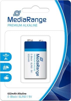 1 Mediarange PP3 Premium Alkaline Batteries 9V 6LR61 perfect for Smoke Alarm High Capacity