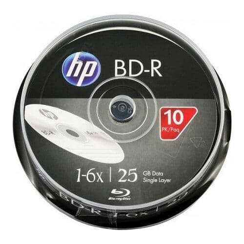 10 Genuine HP 69321 Bluray 25GB 6x BD-R SL Blank Discs Spindle Taiwan