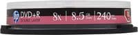 10 HP Blank DVD+R DL Double Layer 8.5GB 8x Discs DRE00060-3 Cakebox