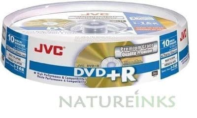 10 JVC DVD+R 16x PREMIUM Blank Discs 4.7GB 120 mins Taiyo Yuden VP-R47HGS10