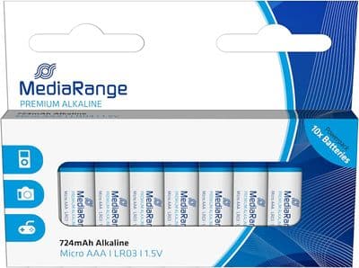 10 Mediarange 1.5V ALKALINE LR03 BATTERIES AAA MN2400 LONG EXPIRY MRBAT102