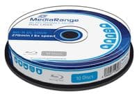 10 Mediarange Bluray BDR BD-R DL Double Layer 50GB 270 min 6x cakebox MR507