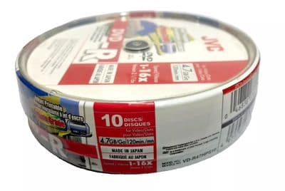 10 Taiyo Yuden JVC CMC PRO Gloss PRINTABLE Blank DVD-R 16x 120min discs JAPAN Cakebox