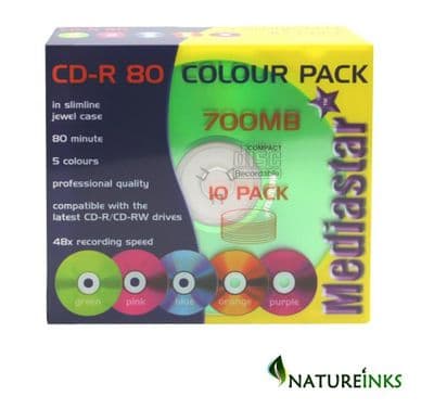 10 Taiyo Yuden Multi Coloured Blank CD-R 700MB 80 mins 48x in Jewel Case Japan