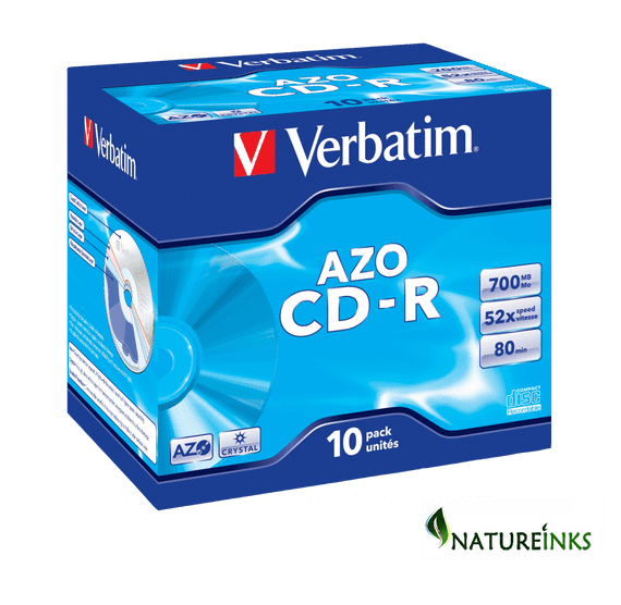10 Verbatim Azo Crystal Surface CD-R 52x 700MB 80m Blank CD Discs 43327 in Case