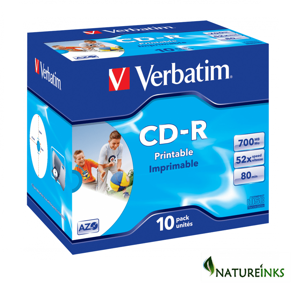 Cd R Memory Box Printable 10 Verbatim Azo Printable CD-R 52x 700MB 80m Blank CD Discs 43327 in ...