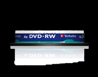 10 Verbatim Blank DVD-RW 4.7GB 120 minutes 4x rewritable discs Retail 43552
