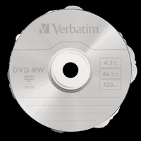 10 Verbatim Blank DVD-RW 4.7GB 120 minutes 4x rewritable discs Retail 43552