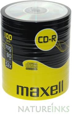 100 Genuine Maxell Blank CD-R CD discs 80 Min 700MB Extra Protection 624037 Shrinkwrap