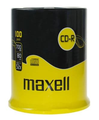 100 Genuine Maxell Blank CD-R CD discs 80 Min 700MB Extra Protection Cakebox