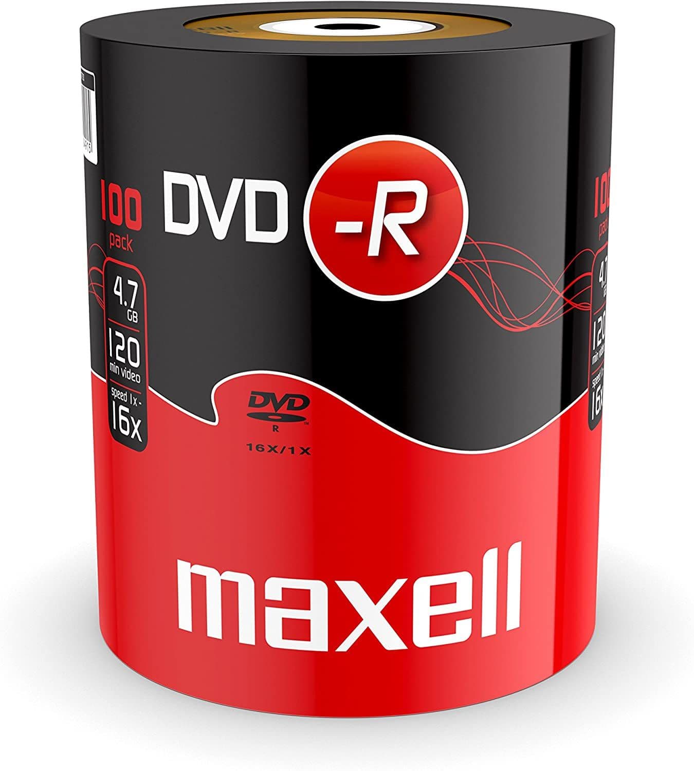 100 Genuine Maxell DVD-R 16x 4 7GB Blank DVD Media dics Shrinkwrap 275733