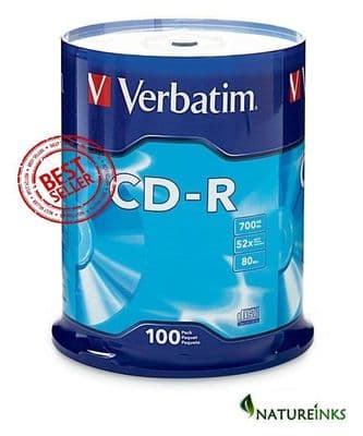 100 Genuine Verbatim Extra Protection 43411 CD-R 52x 700MB 80m Blank CD Discs