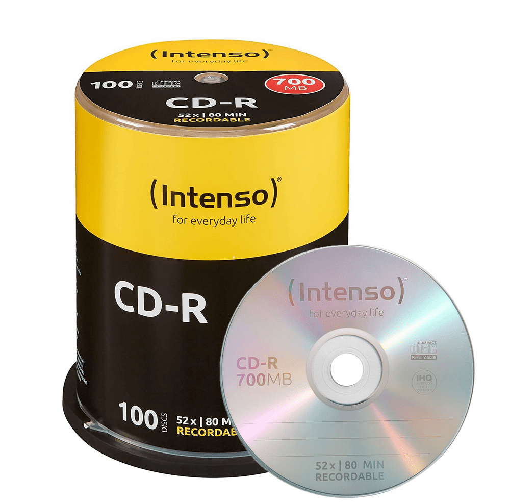 100 Intenso Blank CD CD-R 52x 700MB 80 mins discs Cakebox 1001126
