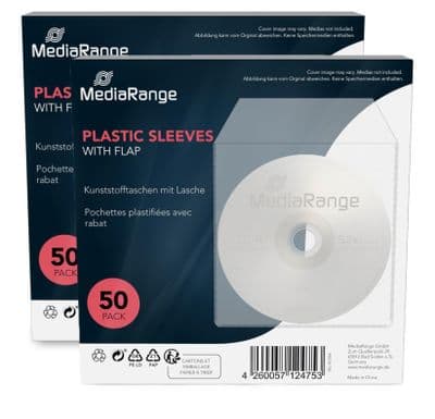 100 Mediarange 100 Micron CD DVD Plastic Sleeves BOX64