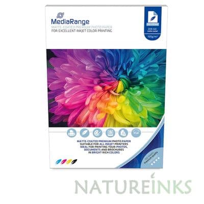 100 Mediarange 105 gsm Matt A4 single sided matte coated PHOTO paper MRINK116
