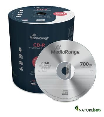 100 Mediarange Blank CD CD-R 52x 700MB 80min discs MR204 Hardcore tube