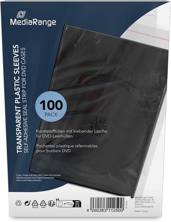 100 Mediarange DVD 14mm clear Case Wrap BOX01