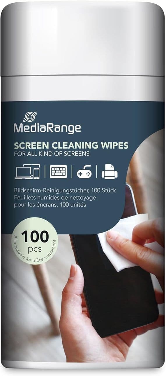 100 MediaRange Screen Cleaning wet Wipes Alcohol Free for Smartphone Tablets PC MR720