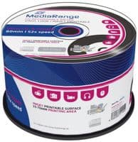 100 MediaRange Vinyl Discs with BLACK dye Inkjet Printable CD-R 52x 700MB MR226