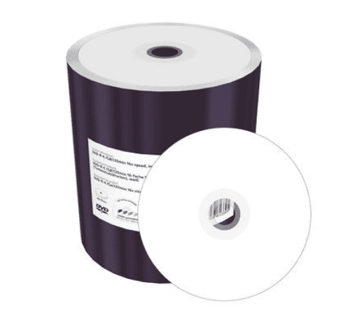 100 Mediarange White Printable Blank Discs Blank DVD-R 4.7GB 16x 4.7GB  MR413-Shrink