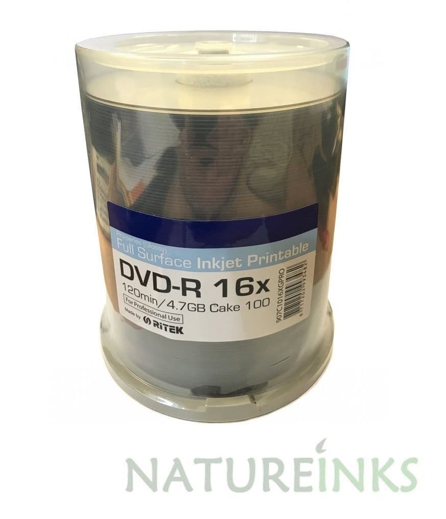 Dvd Ritek 100 Ritek Exellence Series White Gloss Waterproof Inkjet Printable 16x ...