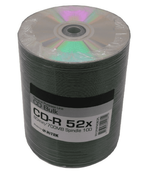 100 Ritek Shiny Silver TOP Thermal Printable Blank CD-R 52x 700MB 80 mins discs