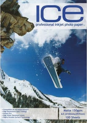 100 Sheet ICE 150 gsm Matt A4 Single Sided matte coated Professional PHOTO paper