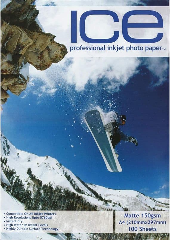 100 Sheet ICE 150 gsm Matt A4 Single Sided matte coated Professional PHOTO paper