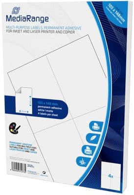 100 Sheets x 4 per sheet A4 self adhesive address Matt postal White labels MRINK143