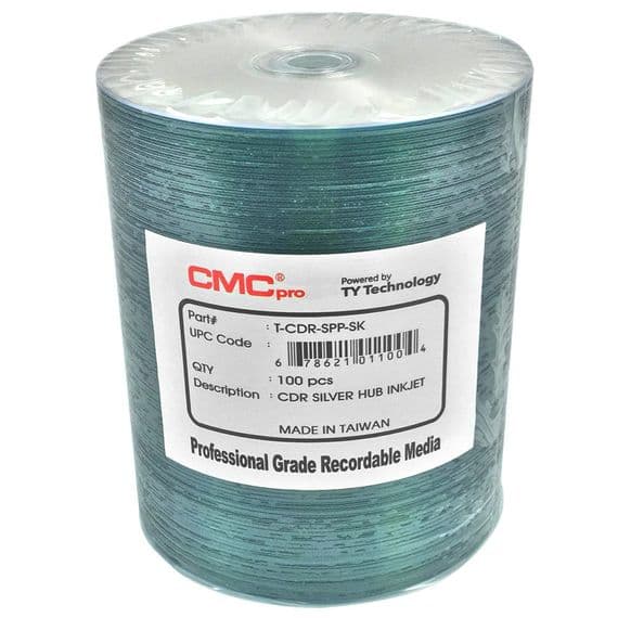 100 Taiyo Yuden JVC CMC PRO Silver Full Face PRINTABLE Blank CD-R 48x 80min discs T-CDR-SPP-SK
