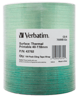 100 Verbatim Blank CD-R 700MB 52X Thermal Printable CD Discs 43792