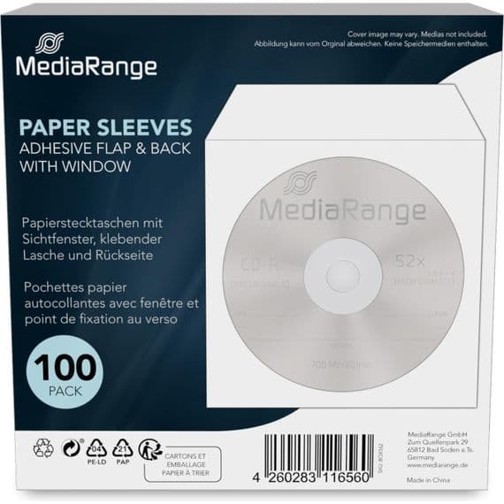 1000 MediaRange Paper Sleeves with Window BOX162