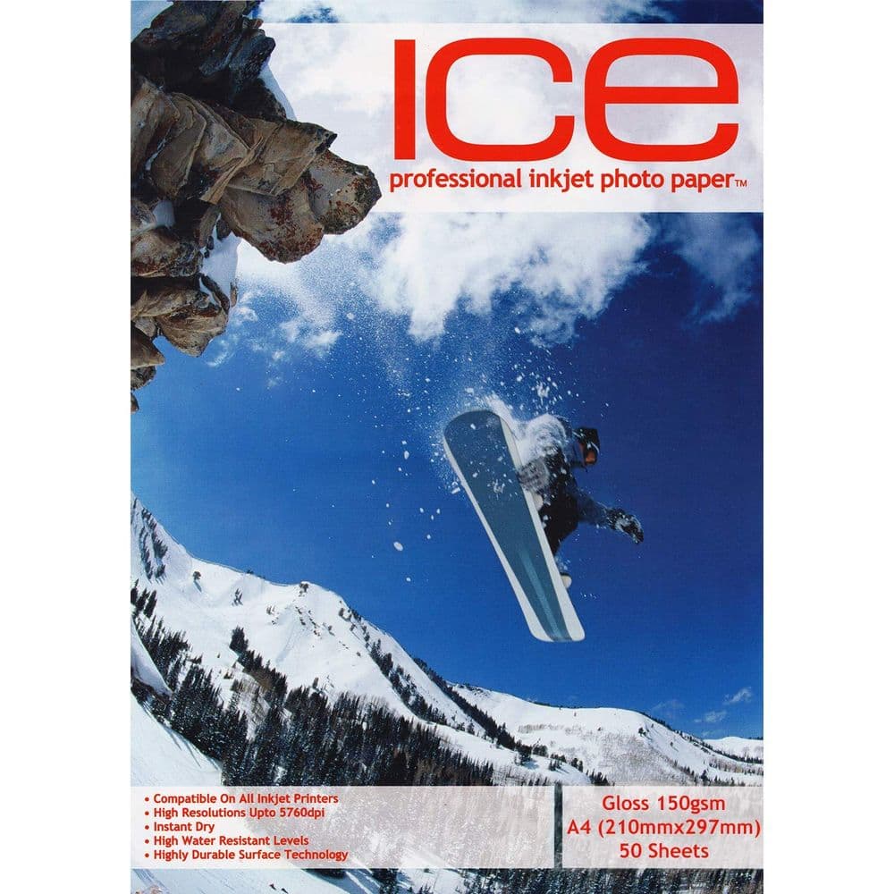 1000 Sheets ICE 150 gsm A4 Single Sided GLOSS coated Professional PHOTO ...