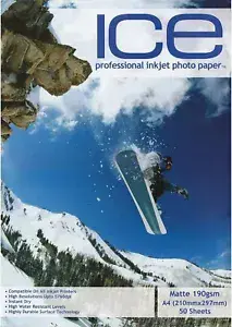 1000 Sheets ICE 190 gsm Matt A4 Single Sided matte coated Professional PHOTO paper