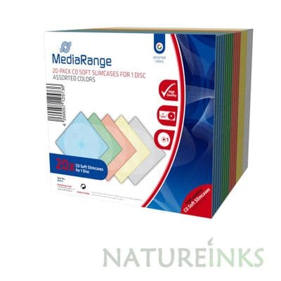 20 MediaRange CD DVD Soft 5mm Slimline jewel case Assorted colour BOX37