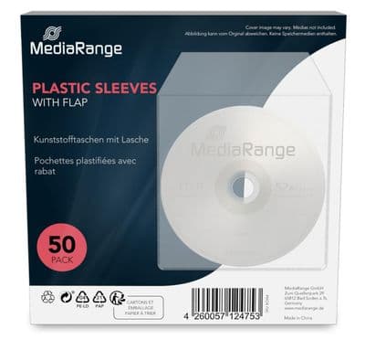 2000 Mediarange CD / DVD plastic clear sleeves BOX64
