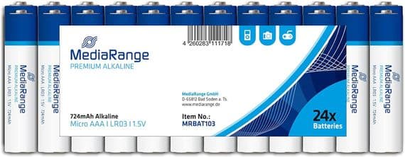24 Mediarange 1.5V ALKALINE LR03 BATTERIES AAA MN2400 LONG EXPIRY MRBAT103