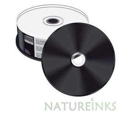 25 MediaRange Black Bottom Full Face White Inkjet Printable CD-R 52x MR241