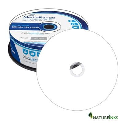 25 Mediarange Blu Ray 6x Inkjet Printable Blank discs BDR BD-R 25GB MR515 HTL