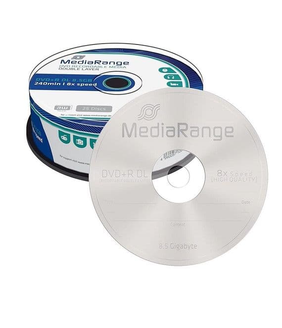 25 MediaRange Dual Layer DVD R Double DL 8x Blank disc MR479 Ritek