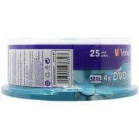 25 Verbatim Blank DVD-RW Rewritable 4X 120 mins DVD SERL Discs Spindle 43639