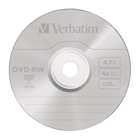 25 Verbatim Blank DVD-RW Rewritable 4X 120 mins DVD SERL Discs Spindle 43639